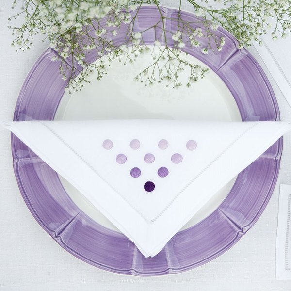 Luxe set Placemat en servet Pois Purple 100% linnen