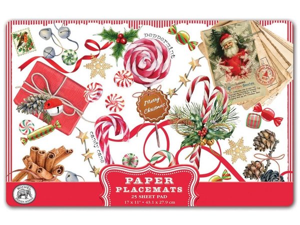Placemats Merry Christmas Peppermint - Papier 25 stuks
