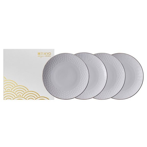 Tokyo Design - Nippon White Gold Rim - Set van 4 borden 19 cm