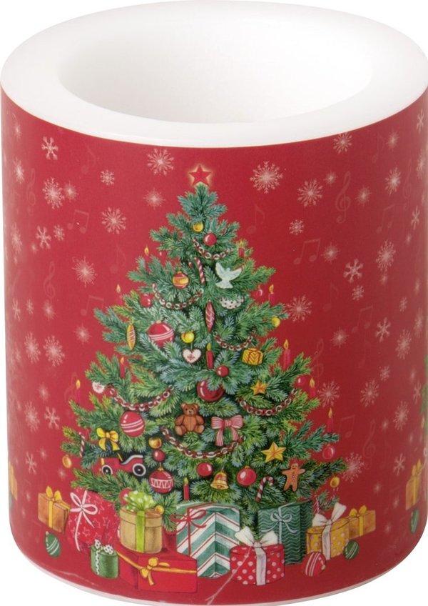 Windlicht kaars Christmas Tree Rood - 10 cm
