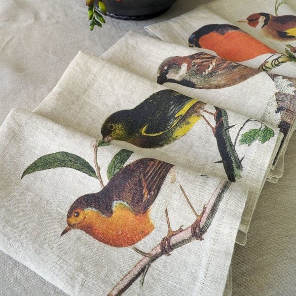 Linnen Servetten  Garden Birds - Set van zes - 45 x 45 cm