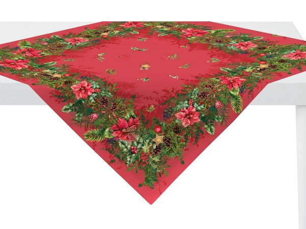 Kerst Tafelkleed Vierkant Rood - 88 x 88 cm - 100% katoen