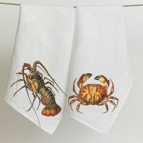 Linnen Theedoek  Lobster en Crab - Set van twee - Linoroom