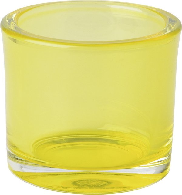 Ronde glazen cup - theelichthouder XL - Geel - 9 cm
