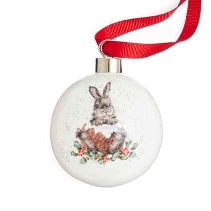 Kerstbal Porselein - Merry Little Christmas Rabbit - Wrendale Designs