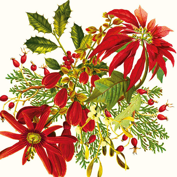 Kerst Servet Poinsettia Vintage - Garnier-Thiebaut - 48 x 48 cm